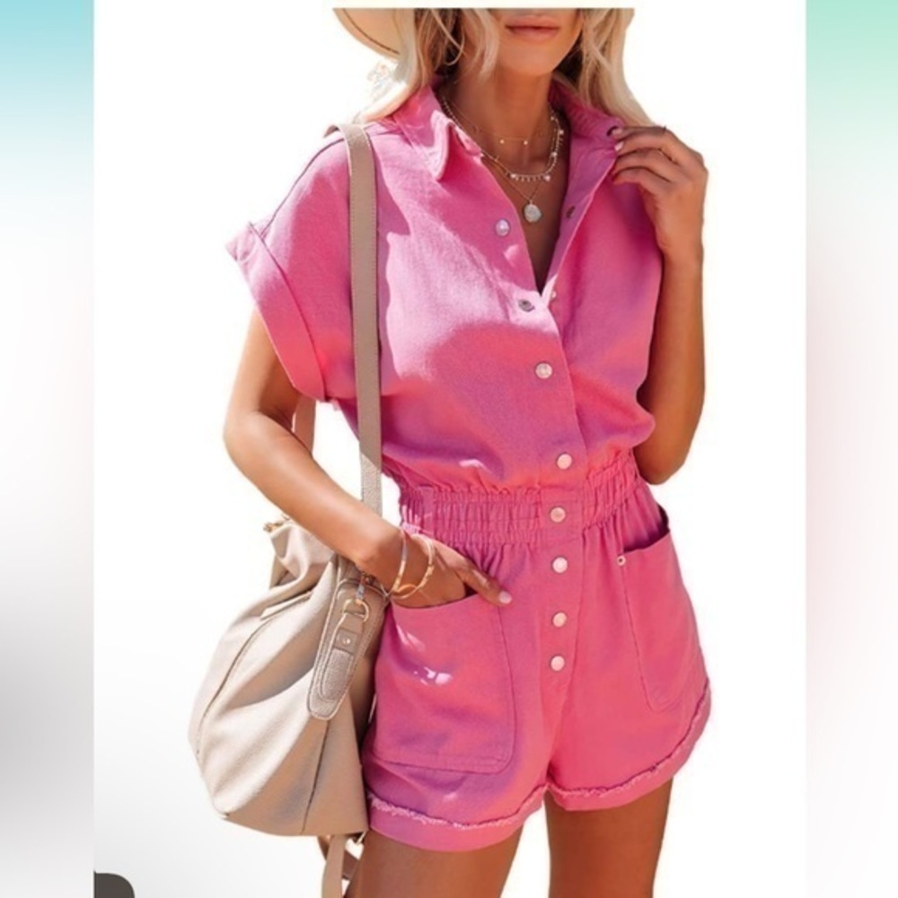 Pink Button-Up Jumpsuit